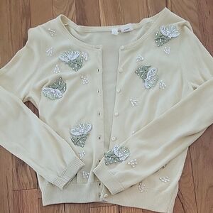 Moth Yellow Floral Embroidered Cardigan